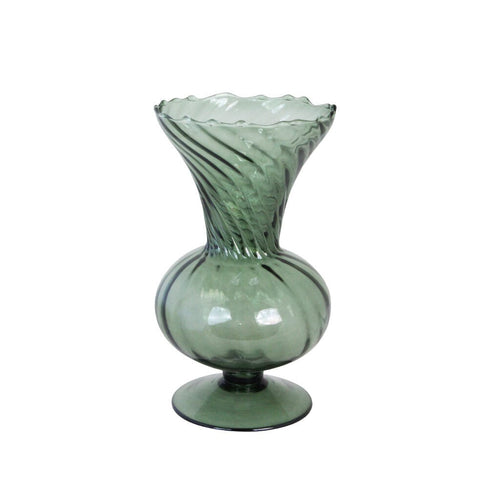 Strömshaga Glasvase Annie mit Fuß, Grün, 18 cm