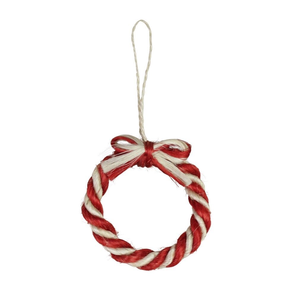 Strömshaga Mini-Dekokranz Candy Cane aus Jute, Rot/Naturweiß
